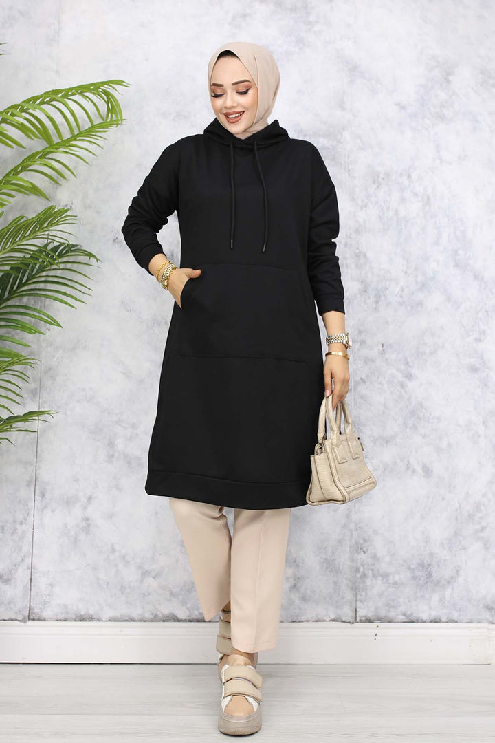 BNG Women Hooded Long Tunic 5036 Black - Bitterfeld
