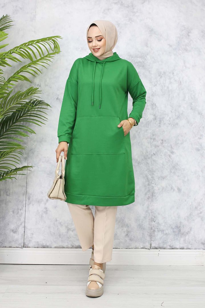 BNG Women Hooded Long Tunic 5036 Green - Hounslow