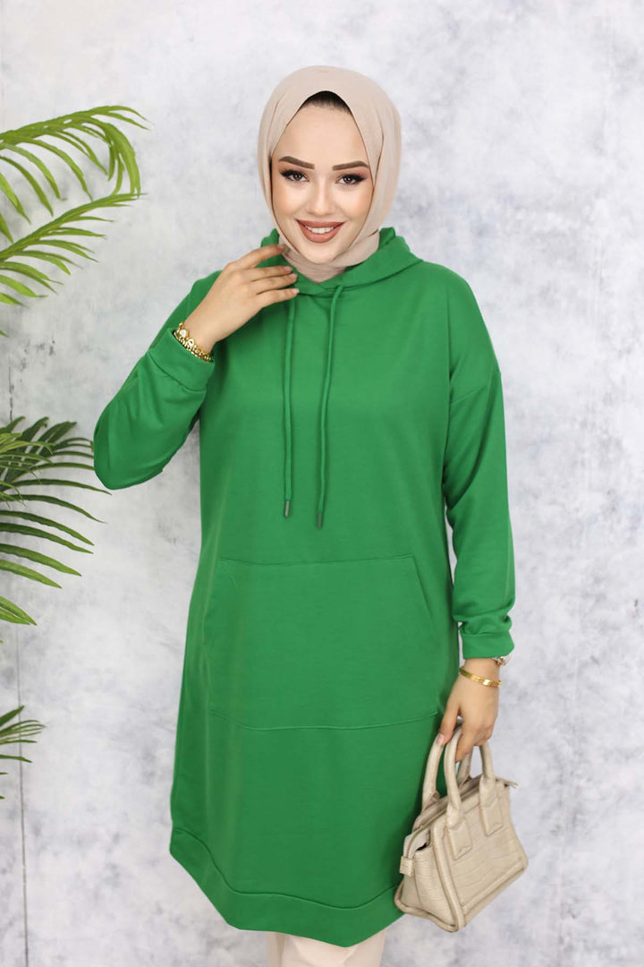 BNG Women Hooded Long Tunic 5036 Green - Hounslow