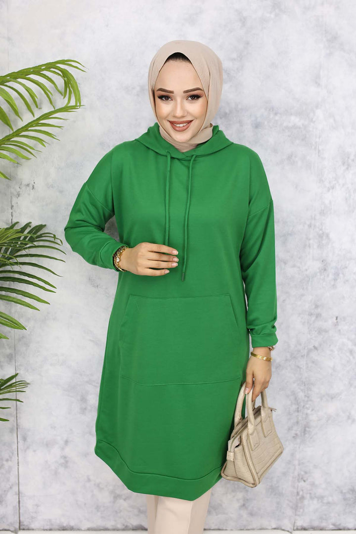 BNG Women Hooded Long Tunic 5036 Green - Hounslow