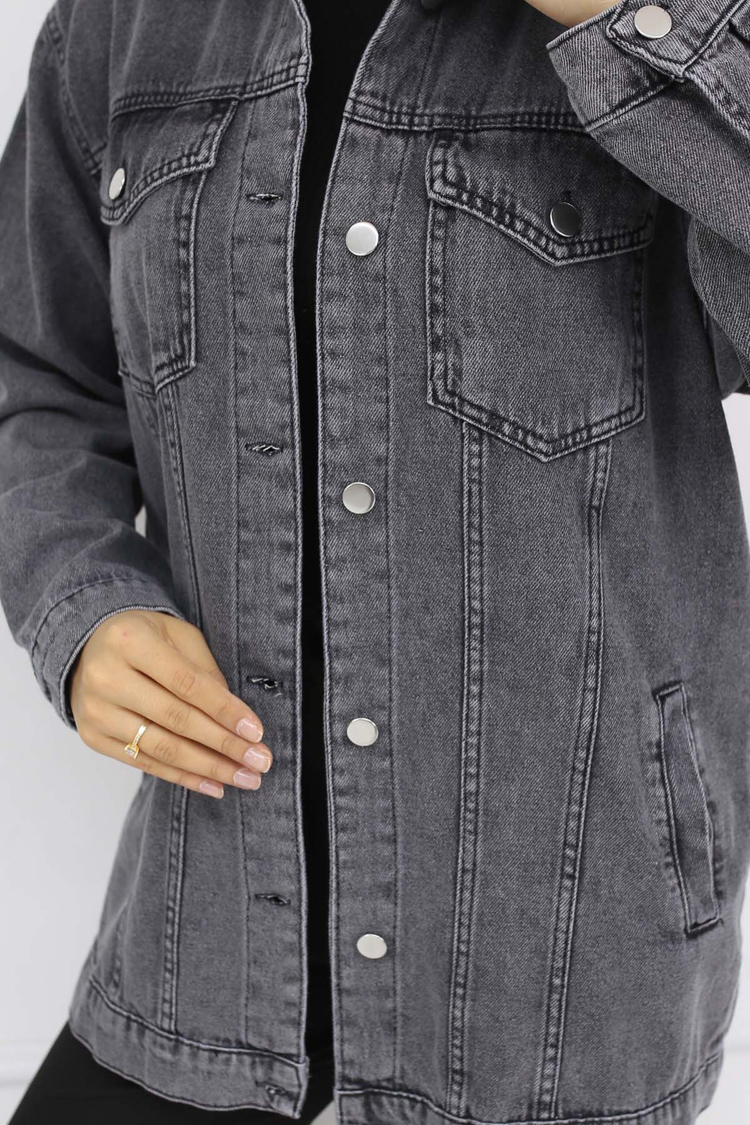 BNG Women Hijab Denim Jacket Gray 704 - Villa de Álvarez