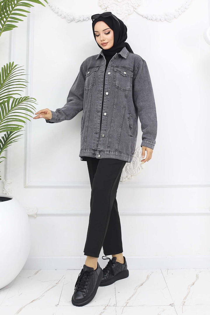 BNG Women Hijab Denim Jacket Gray 704 - Villa de Álvarez