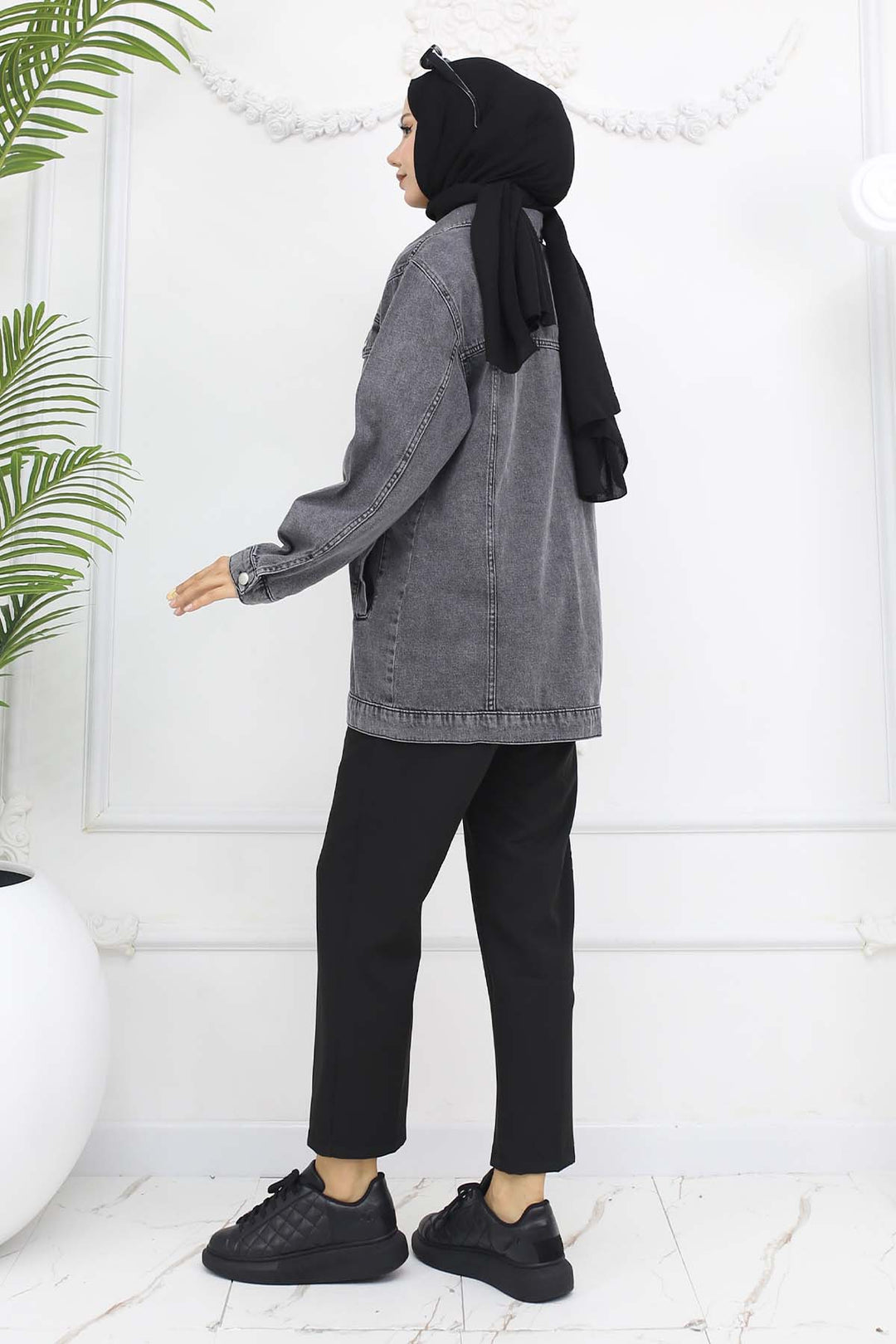 BNG Women Hijab Denim Jacket Gray 704 - Villa de Álvarez