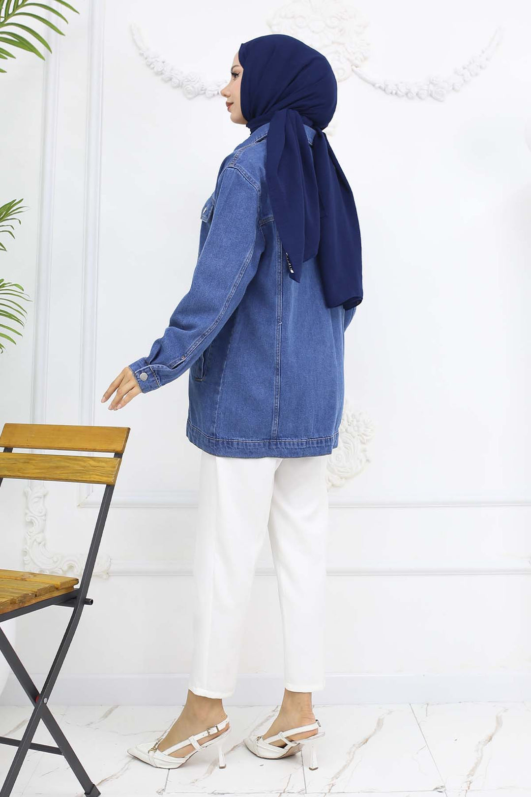 BNG Women Tesettür Kot Ceket Lacivert 704 - Bruges