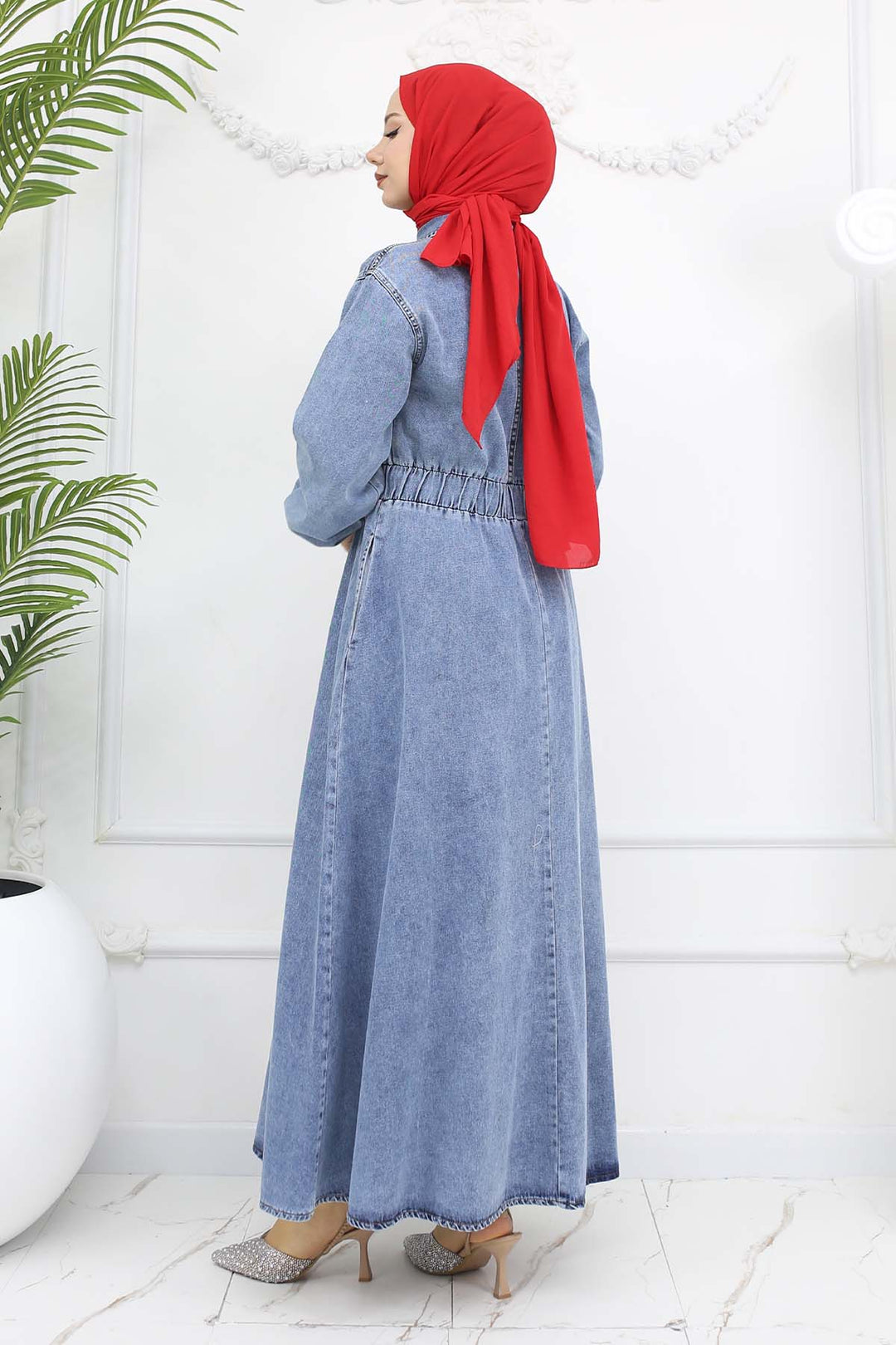 BNG Women Düğmeli Kot Elbise Mavi 6101 - Chelmsford