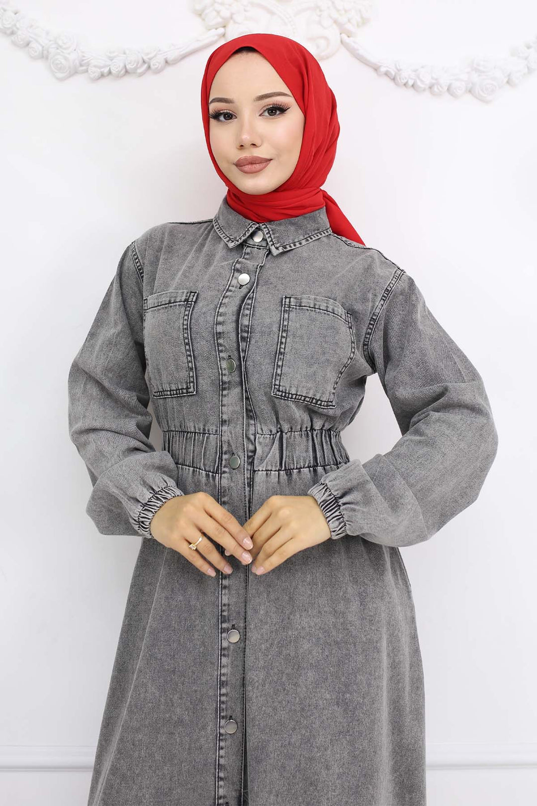 BNG Women Düğmeli Kot Elbise Siyah 6101 - Prattville