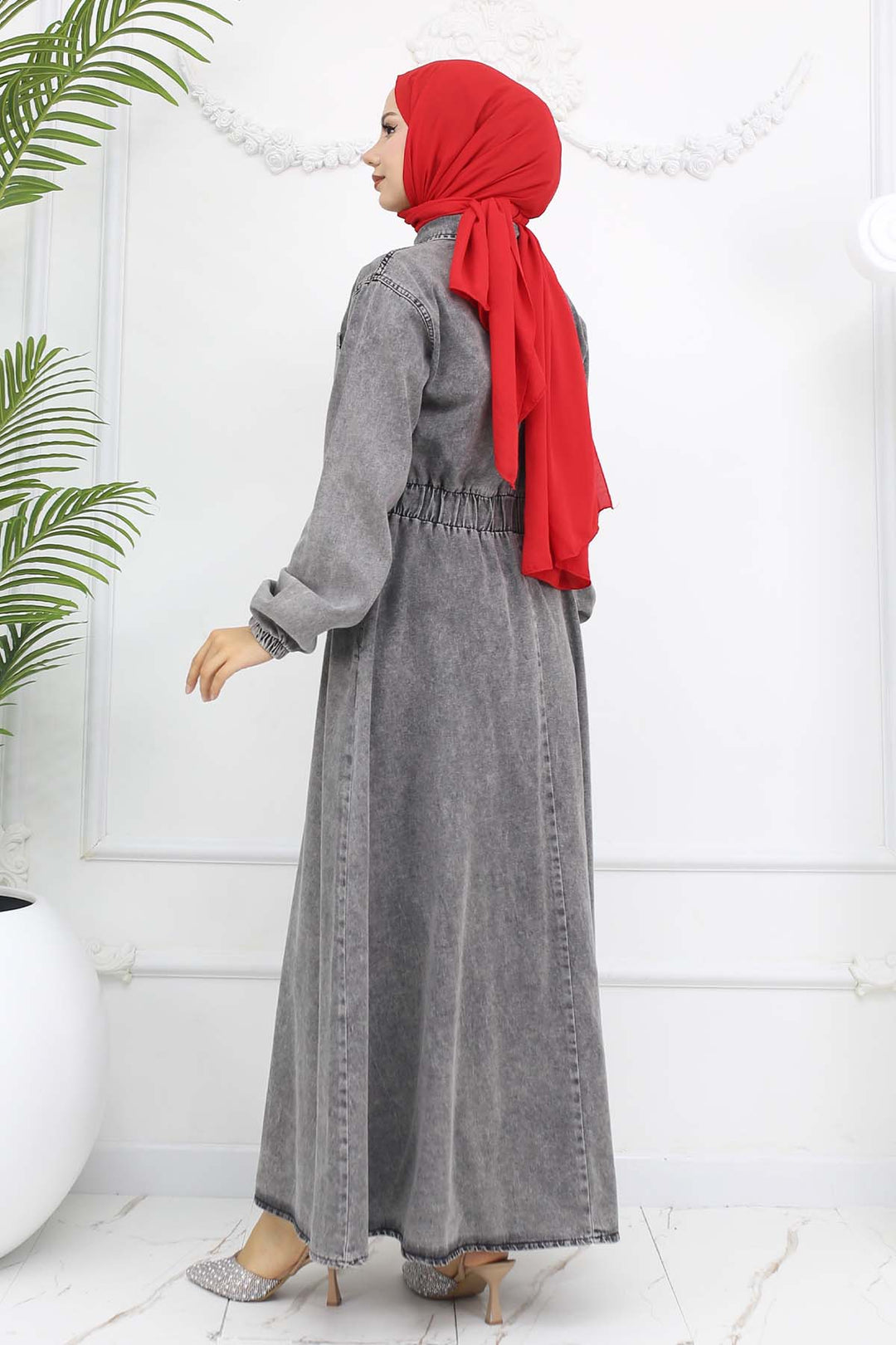 BNG Women Düğmeli Kot Elbise Siyah 6101 - Prattville