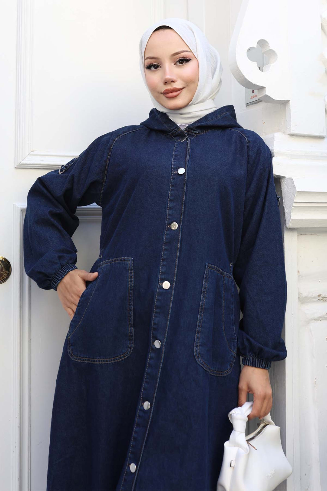 BNG Women Kapüşonlu Kot Kap Lacivert 1352 - Sutton in Ashfield