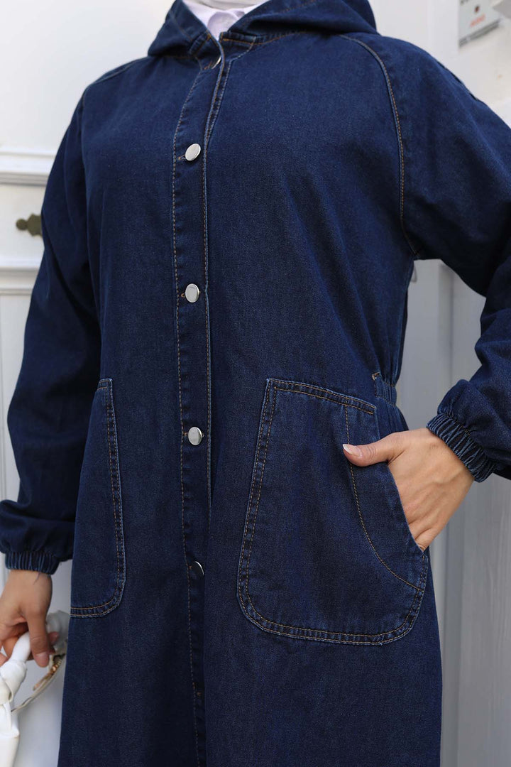 BNG Women Kapüşonlu Kot Kap Lacivert 1352 - Sutton in Ashfield