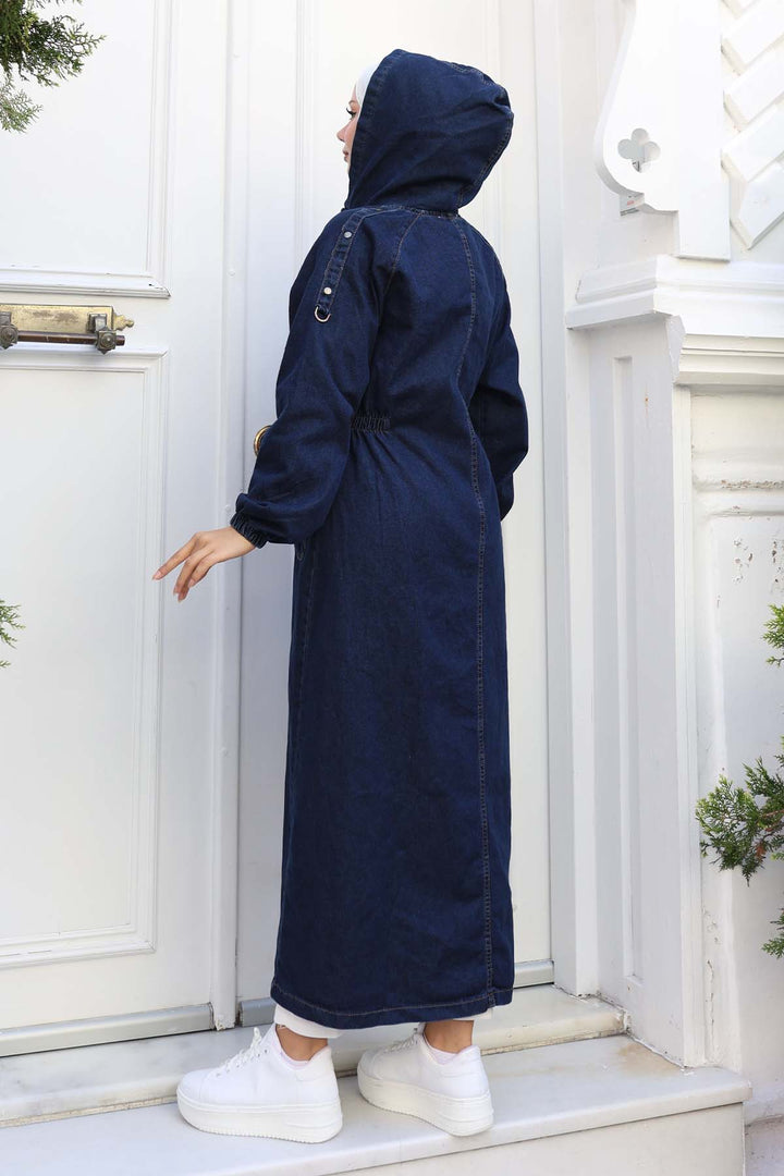 BNG Women Kapüşonlu Kot Kap Lacivert 1352 - Sutton in Ashfield