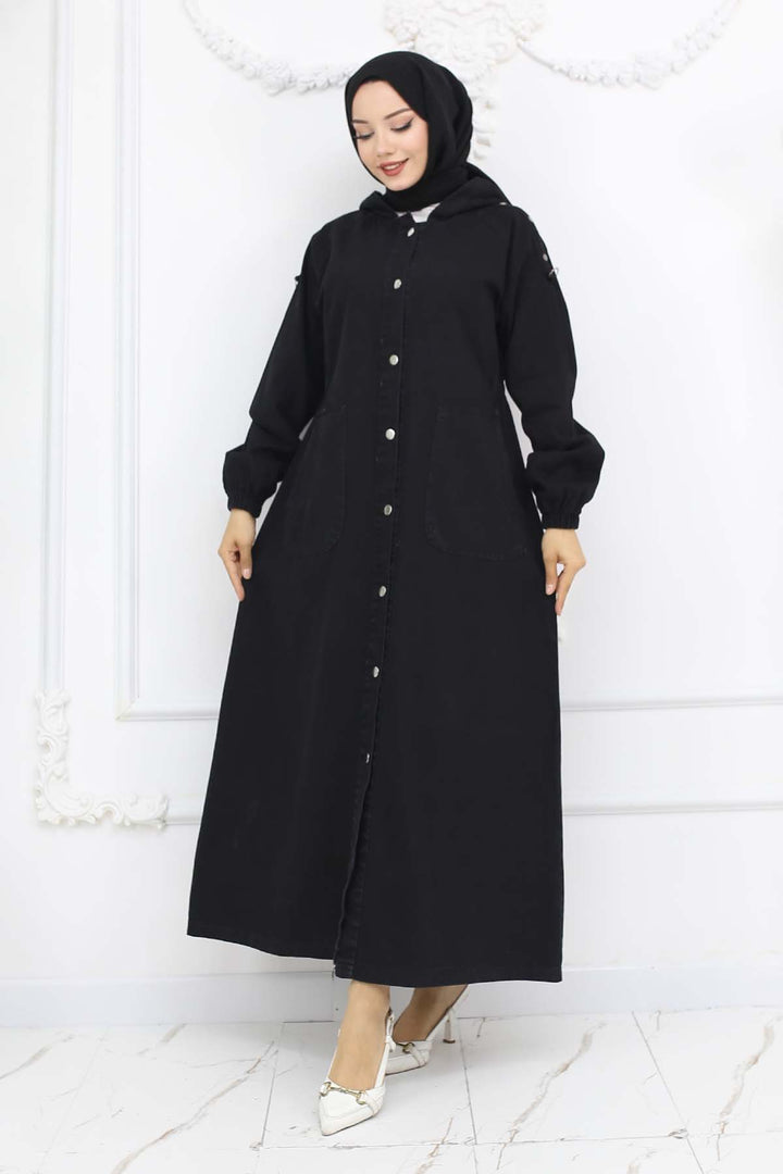 BNG Women Hooded Denim Jacket Black 1352 - Verona