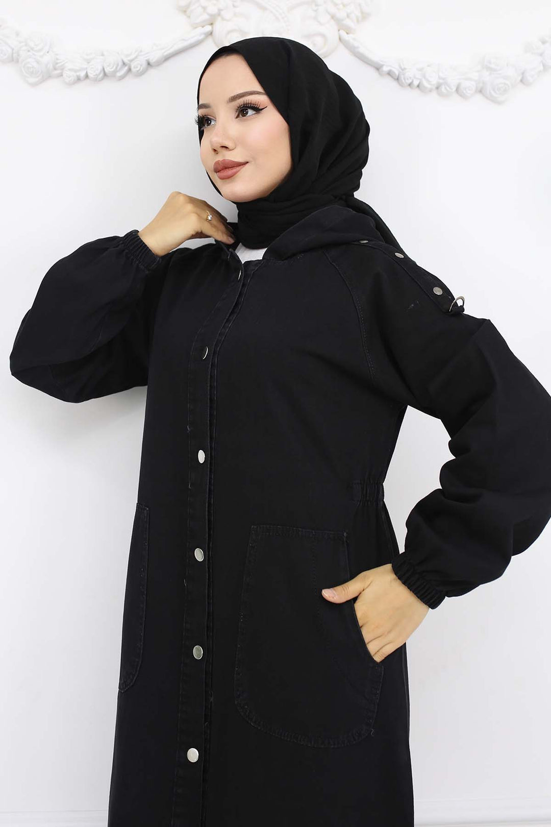 BNG Women Hooded Denim Jacket Black 1352 - Verona