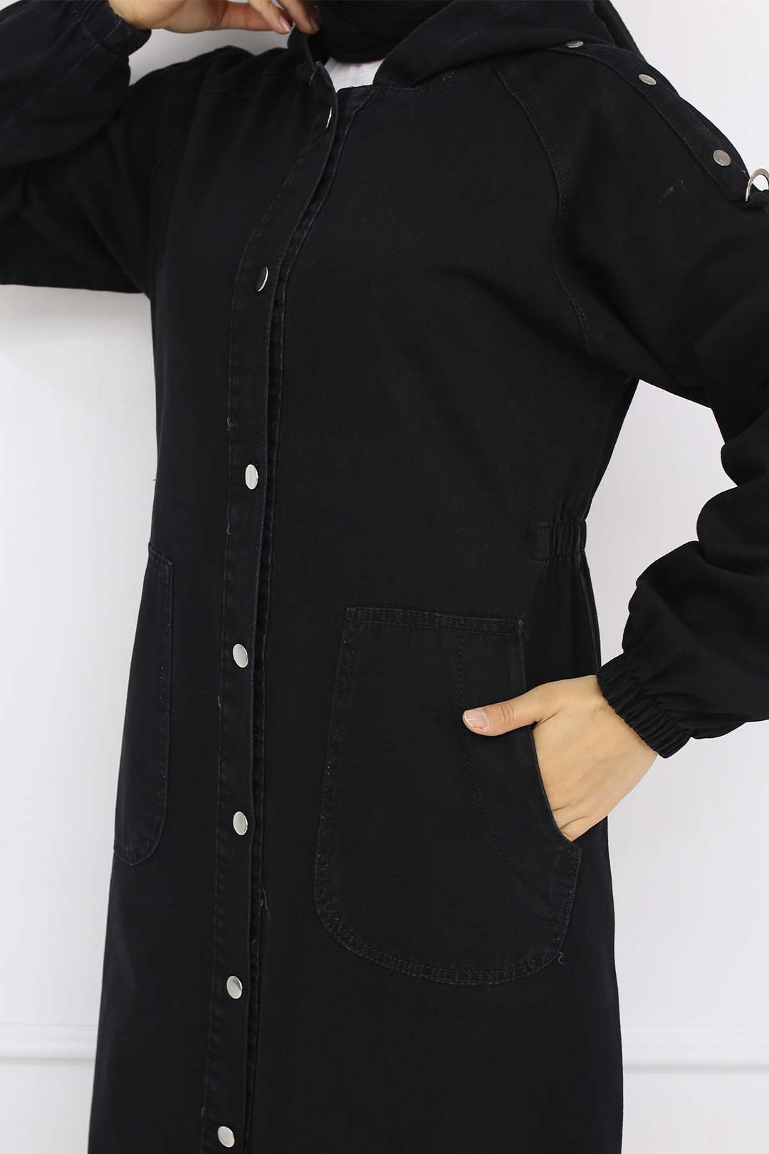 BNG Women Hooded Denim Jacket Black 1352 - Verona