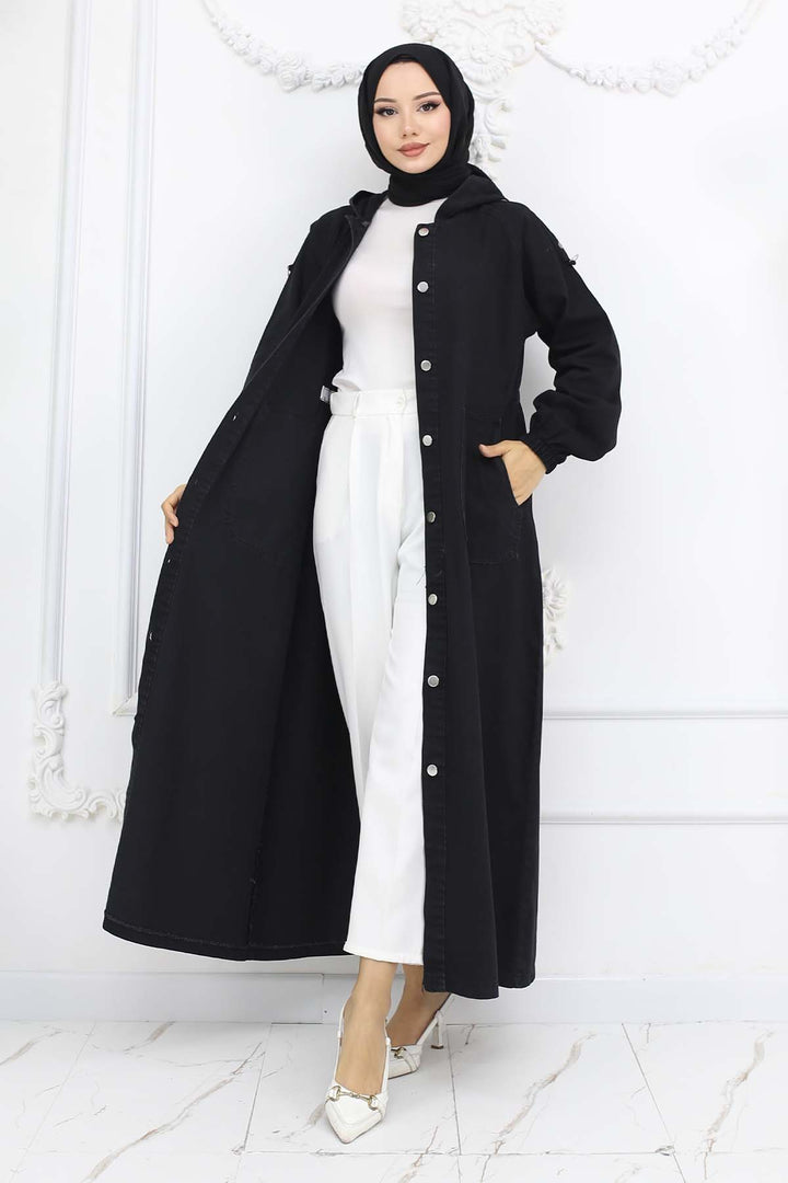 BNG Women Hooded Denim Jacket Black 1352 - Verona