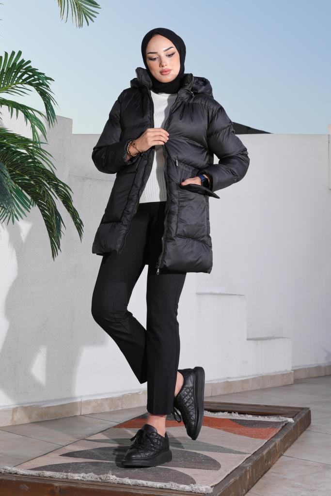 BNG Women Waist Ruffled Puffer Jacket Black - Clermont