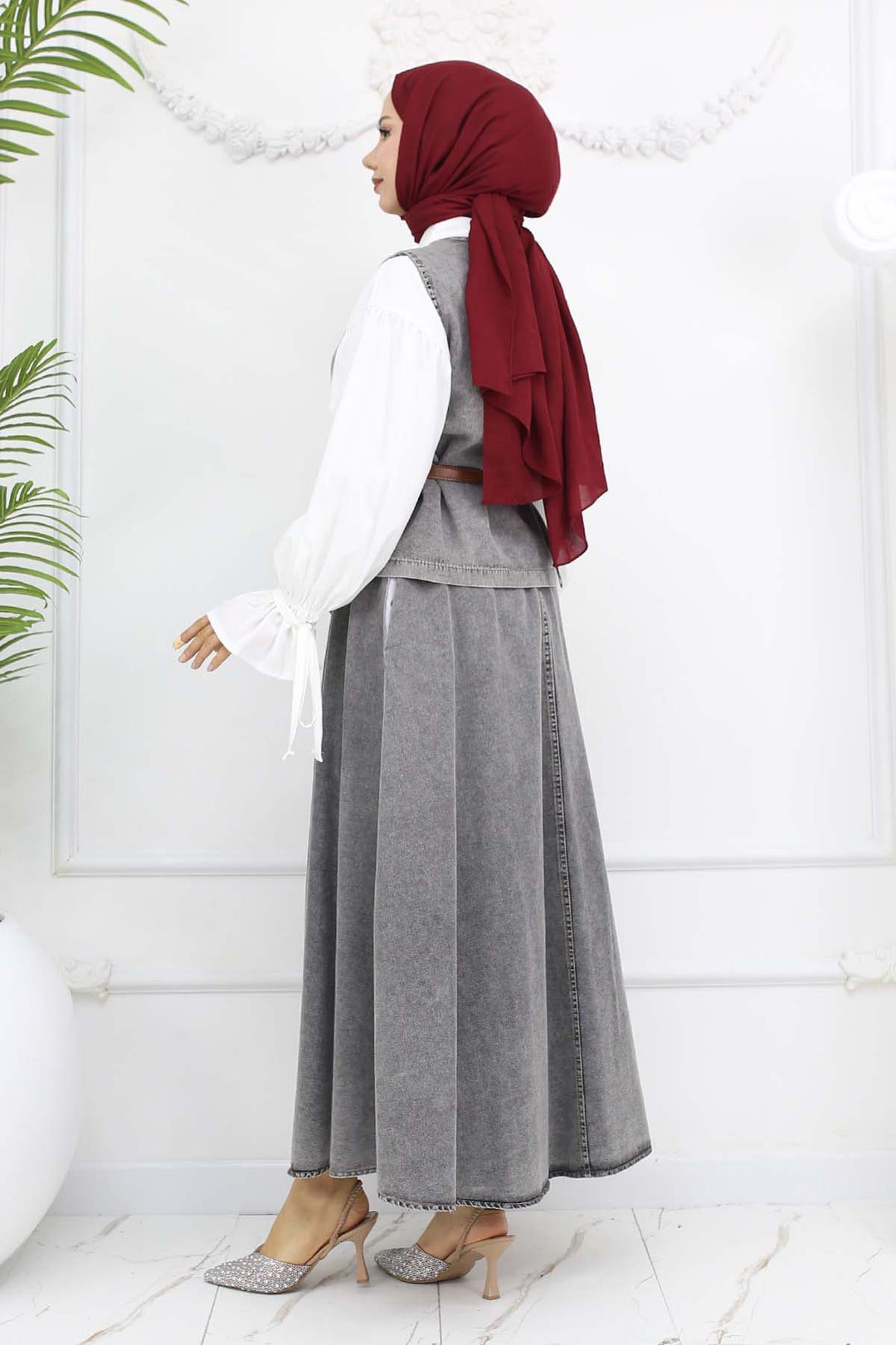 BNG Women Vest Skirt Duo Denim Suit Gray 357 - Joué-lés-Tours