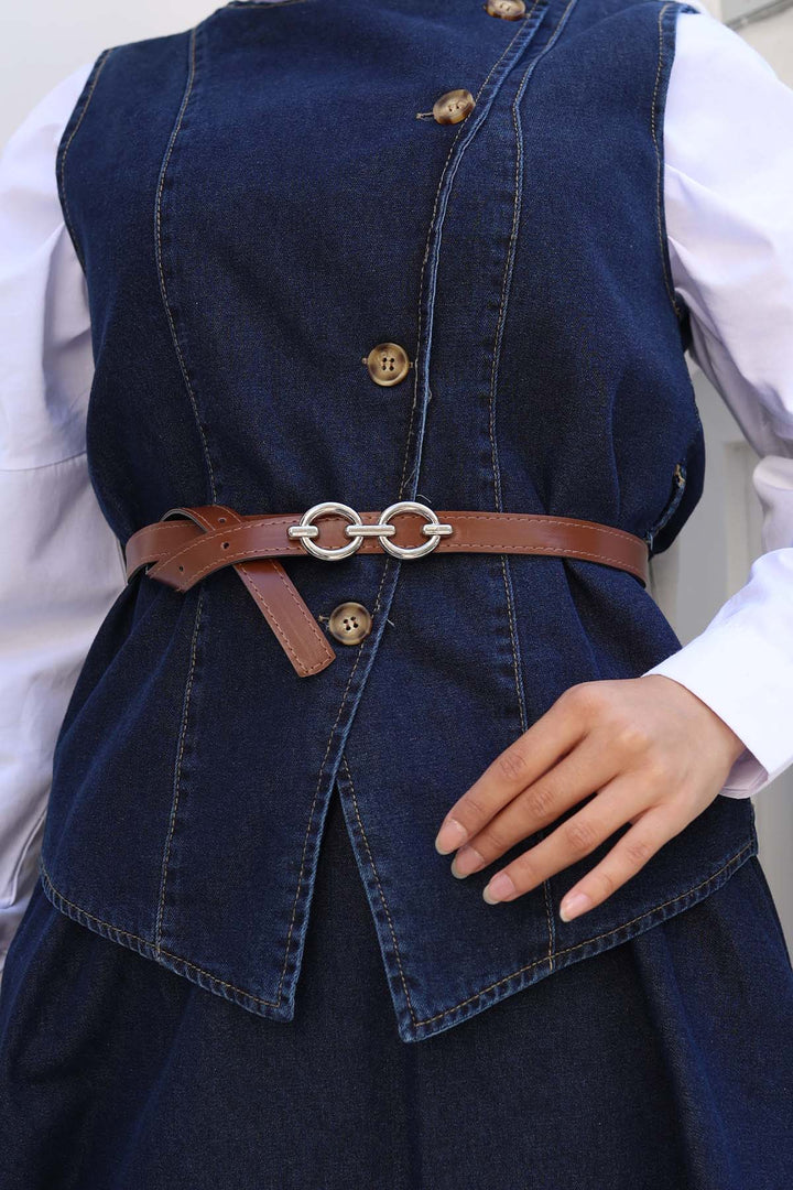 BNG Women Yelek Etek İkili Kot Takım Lacivert 357 - Olhão