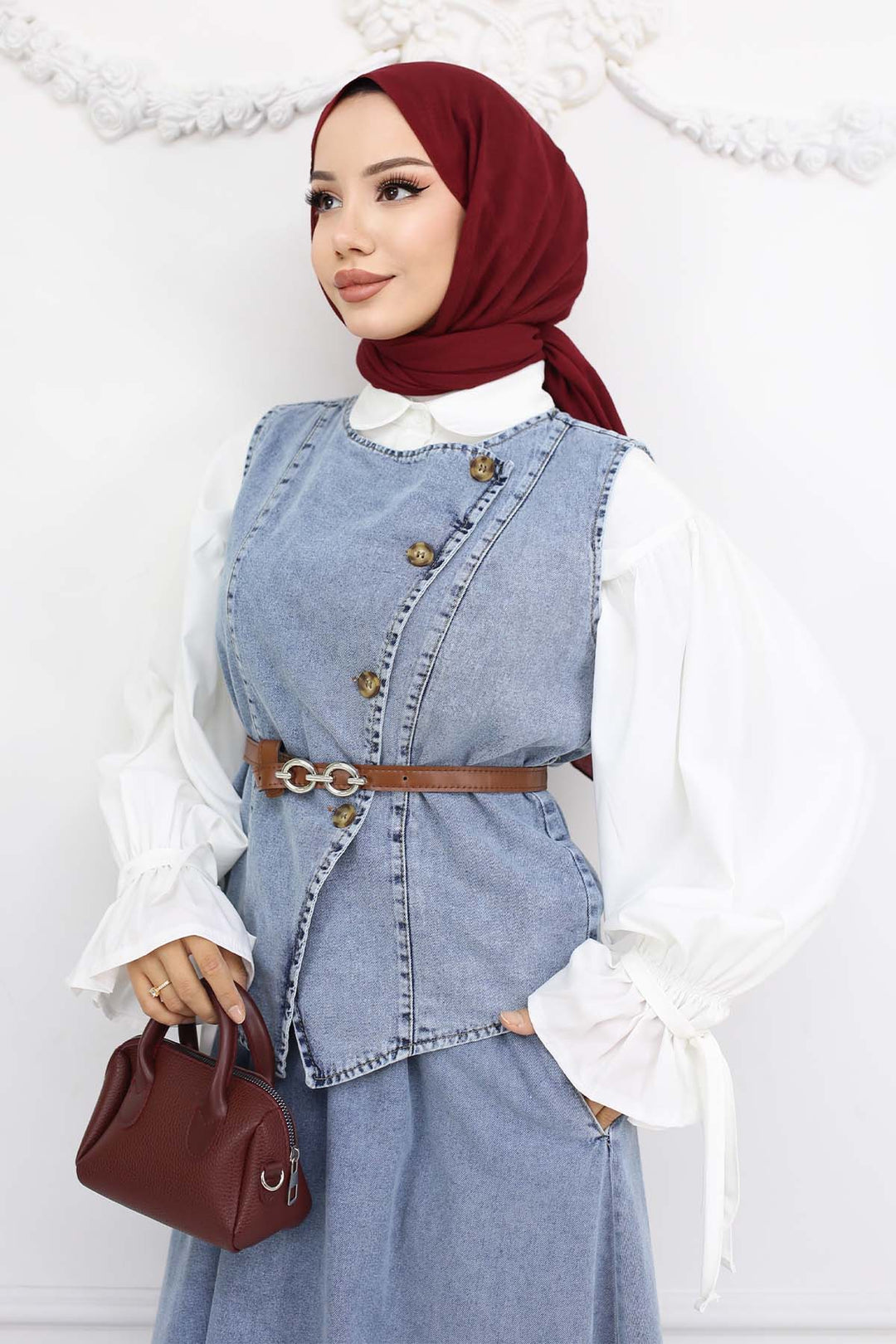 BNG Women Yelek Etek İkili Kot Takım Mavi 357 - Reutlingen