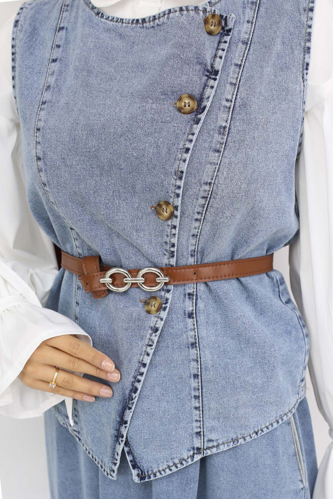 BNG Women Yelek Etek İkili Kot Takım Mavi 357 - Reutlingen