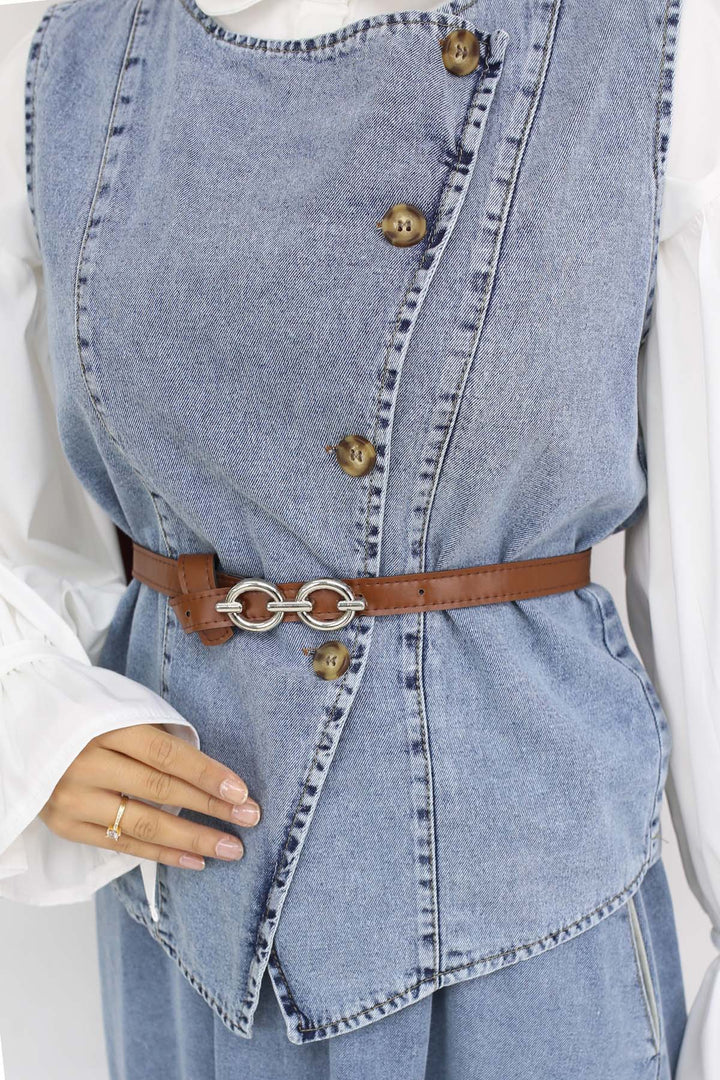 BNG Women Yelek Etek İkili Kot Takım Mavi 357 - Reutlingen