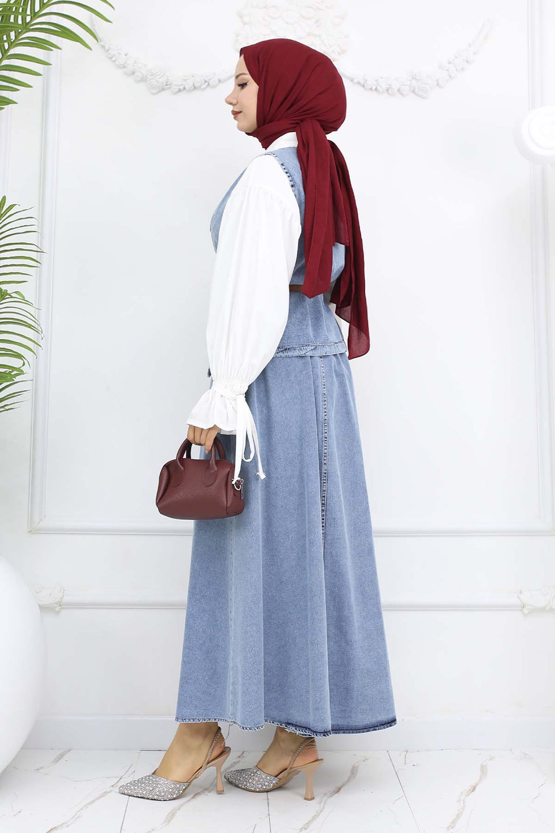 BNG Women Yelek Etek İkili Kot Takım Mavi 357 - Reutlingen