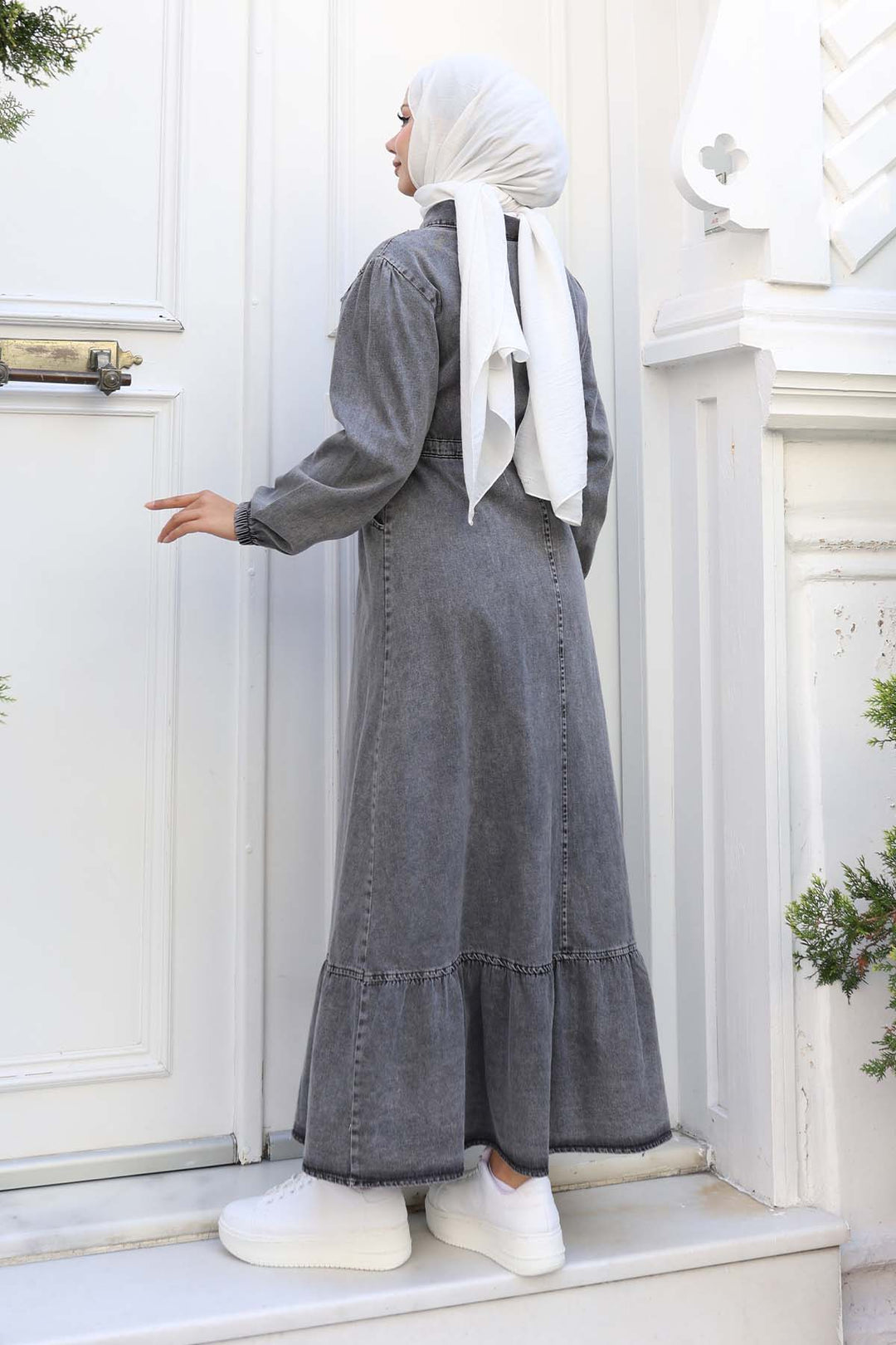 BNG Women Gray Denim Dress with Belted Pockets 6116 - Nikopol