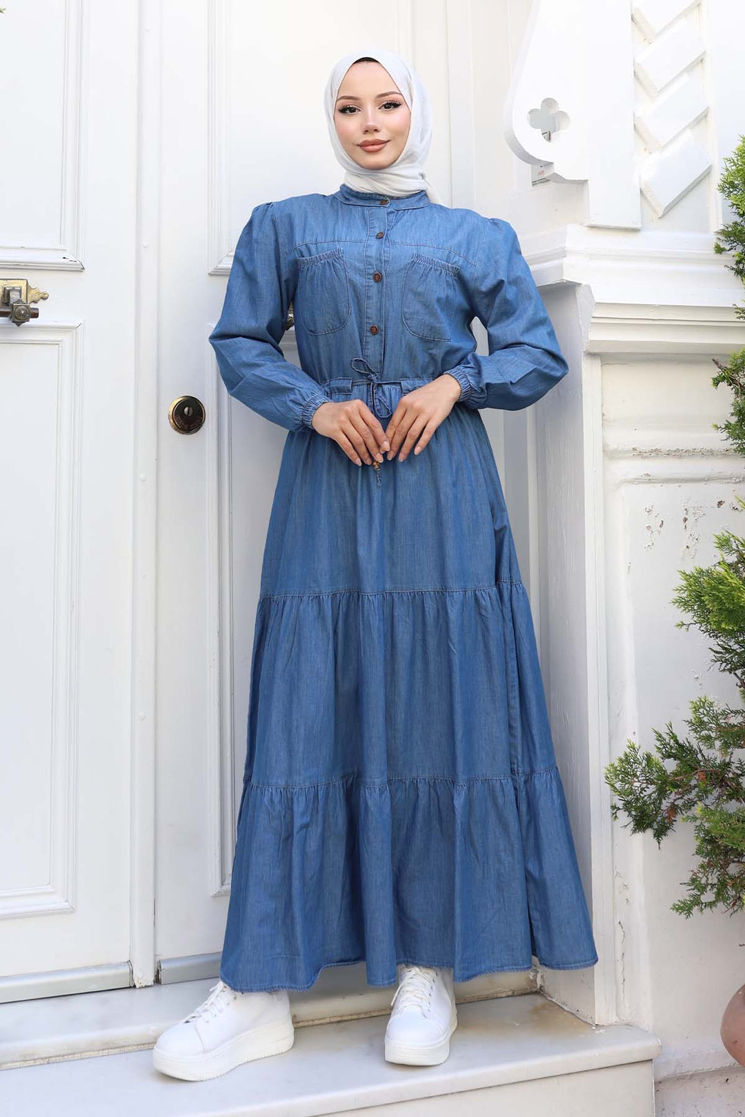 BNG Women Pocket Detailed Denim Dress Blue 6766 - Annemasse