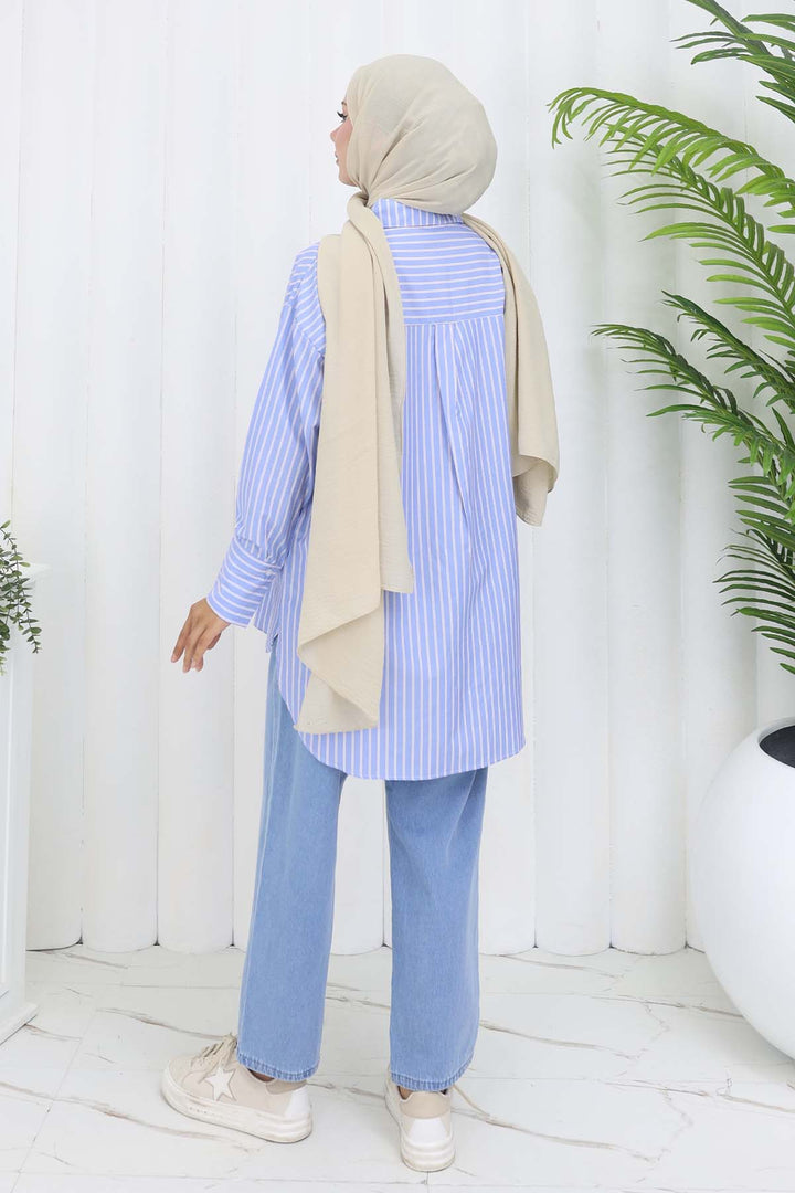 BNG Women Elastic Waist Denim Pants Ice Blue 4083 - Calimaya