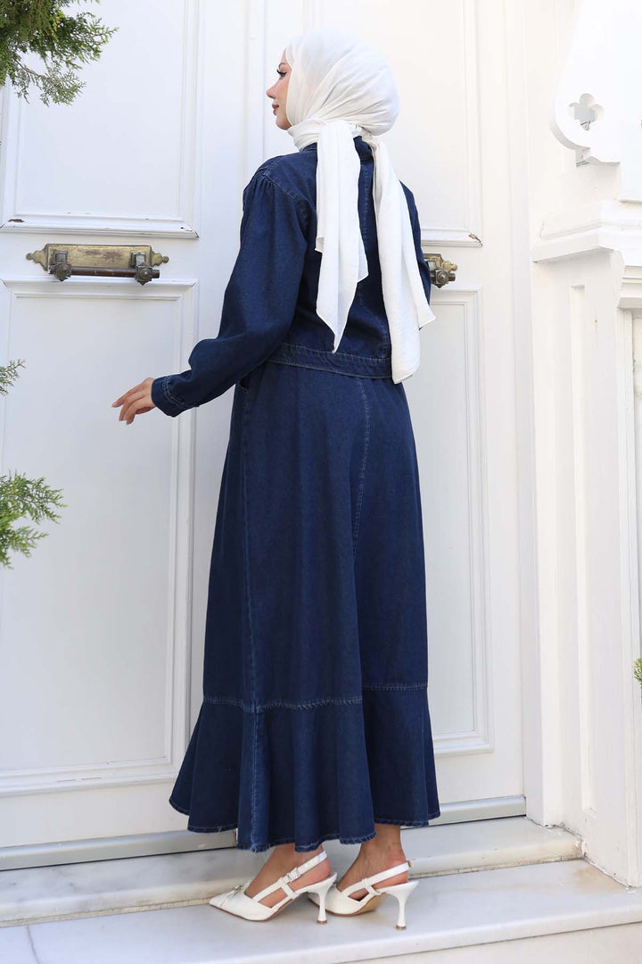 BNG Women Buttoned Jacket Skirt Denim Suit Navy 2105 - Reutlingen