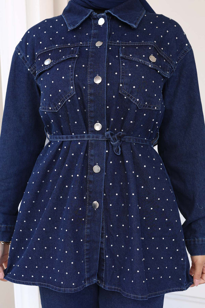 BNG Women Taş Detaylı Bağlamalı Takım Lacivert 373 - Simferopol