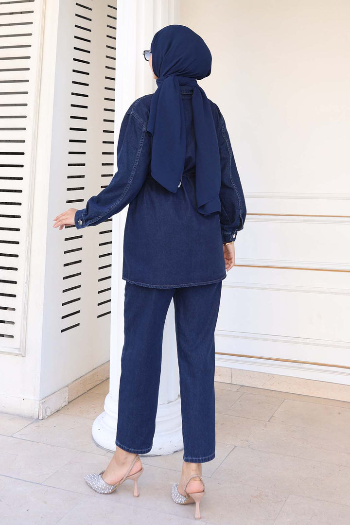 BNG Women Taş Detaylı Bağlamalı Takım Lacivert 373 - Simferopol