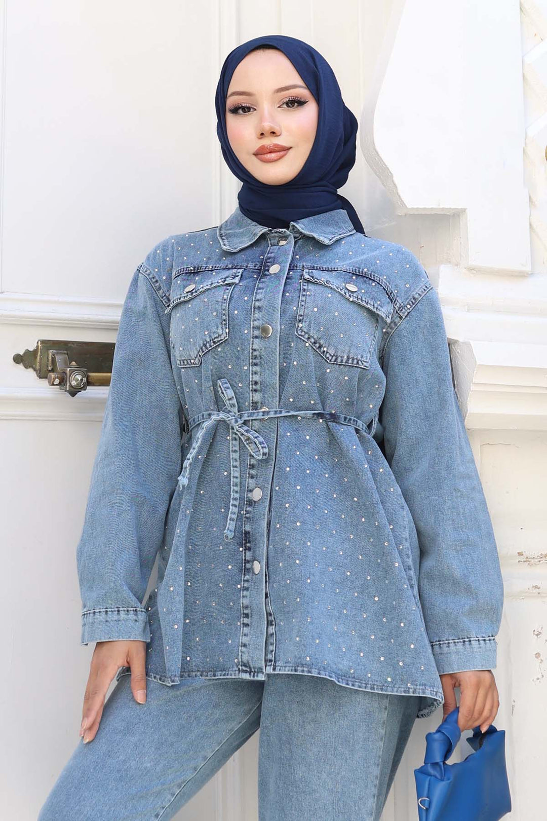 BNG Women Stone-Detailed Blue Suit 373 - Randolph