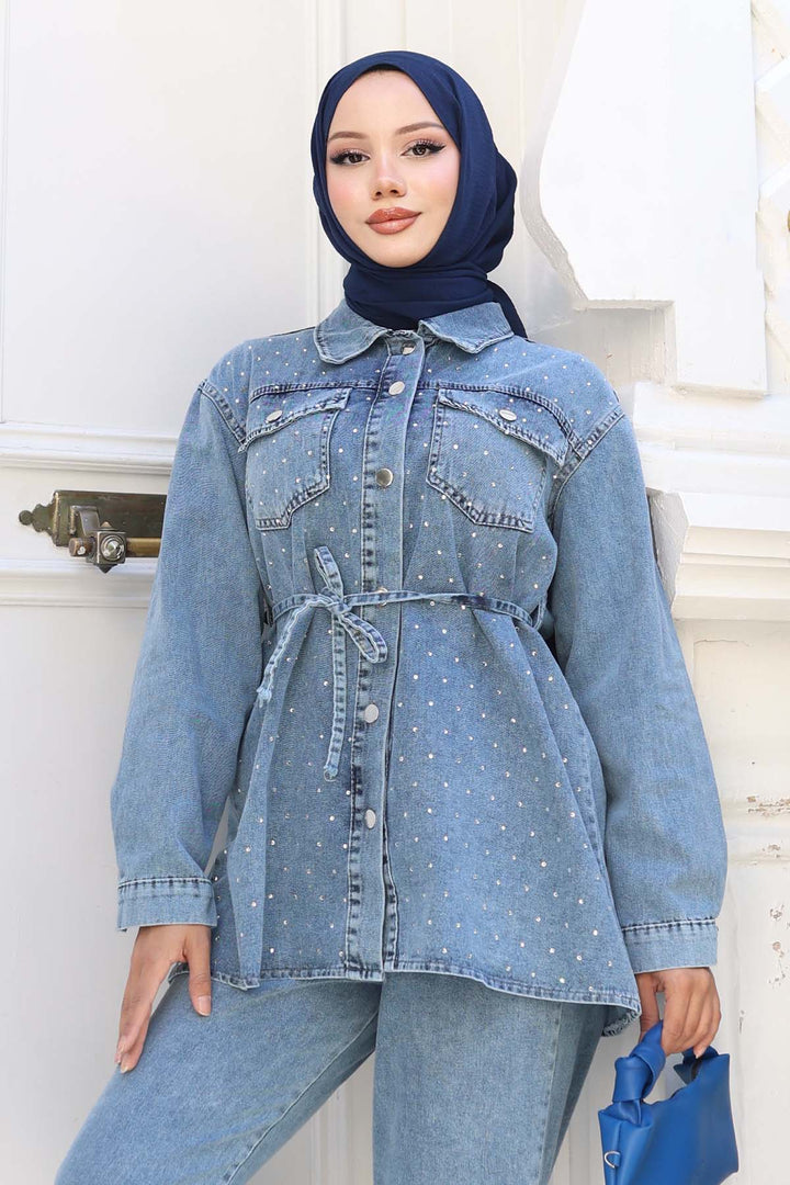 BNG Women Stone-Detailed Blue Suit 373 - Randolph