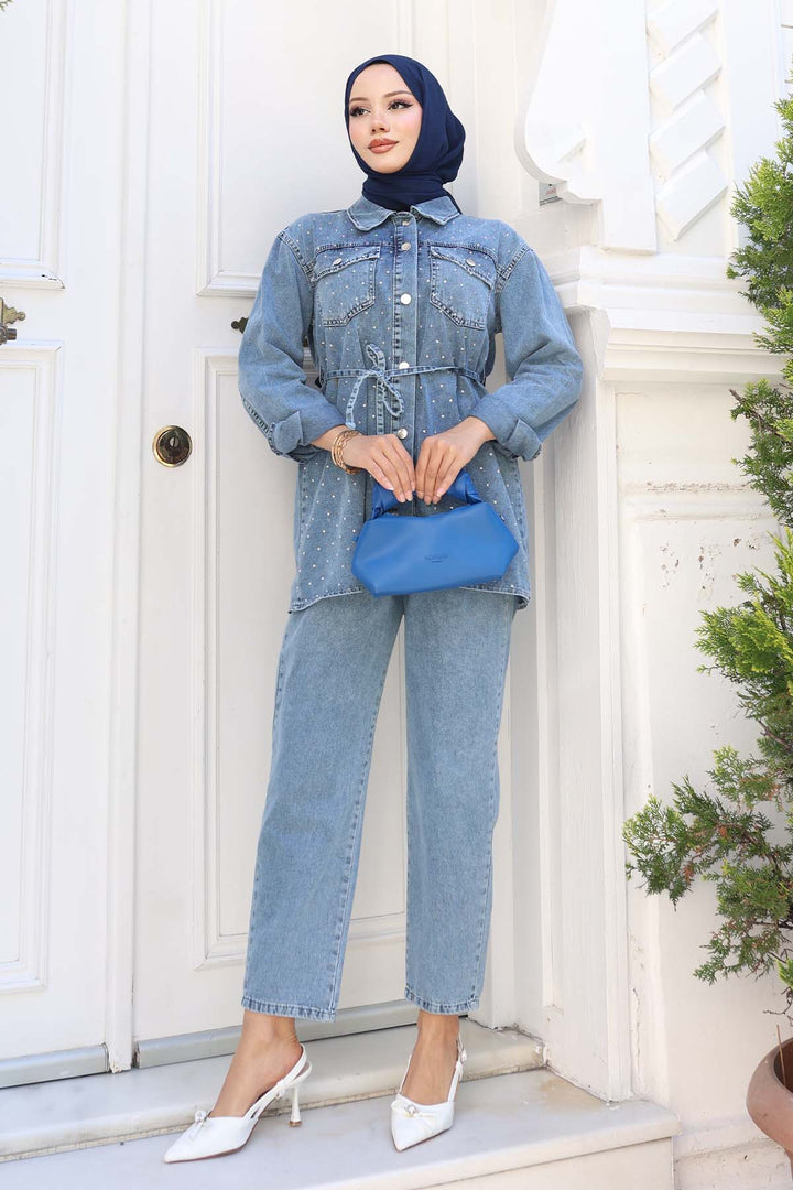 BNG Women Stone-Detailed Blue Suit 373 - Randolph