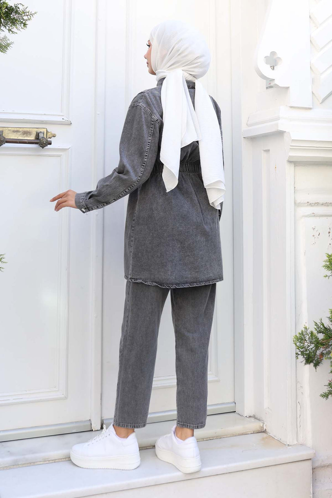 BNG Women Waist Pleated Denim Suit Gray 4079 - Nashville