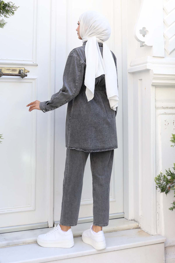 BNG Women Waist Pleated Denim Suit Gray 4079 - Nashville