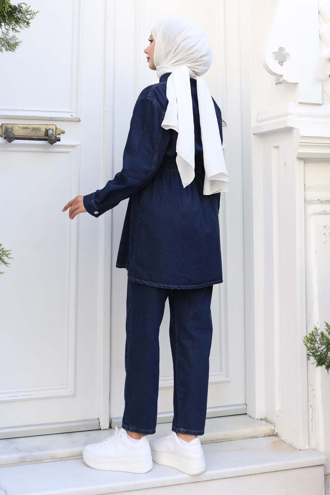 BNG Women Waist Pleated Denim Suit Navy 4079 - High Wycombe