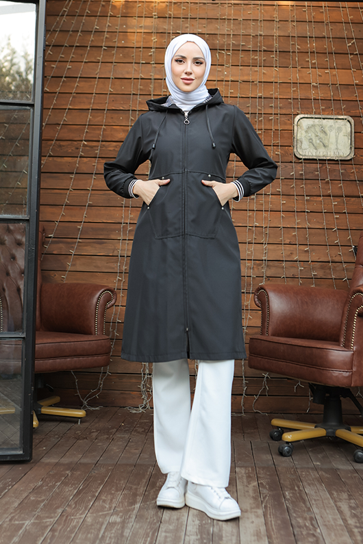 BNG Women Pocket Detailed Trench Coat Black - Clermont