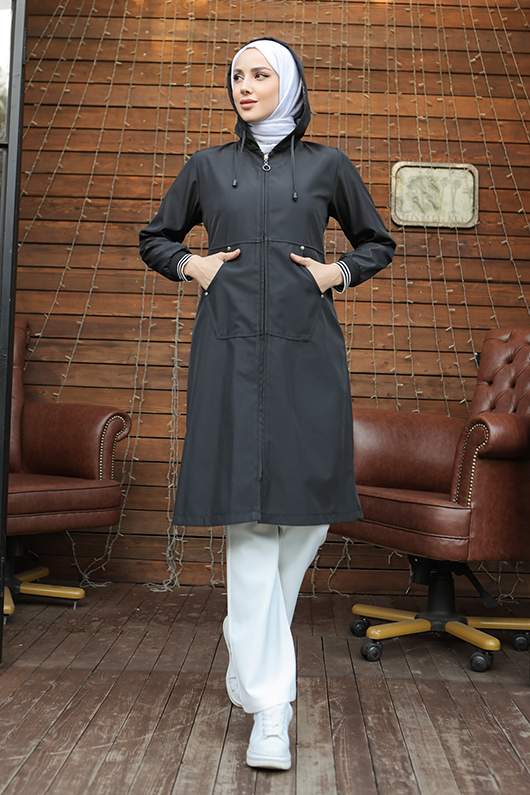 BNG Women Pocket Detailed Trench Coat Black - Clermont