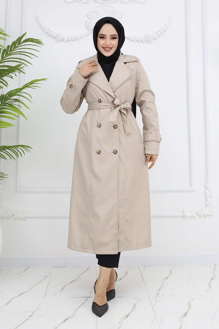 BNG Women Button Detailed Trench Coat Stone Color 1251 - Balancán
