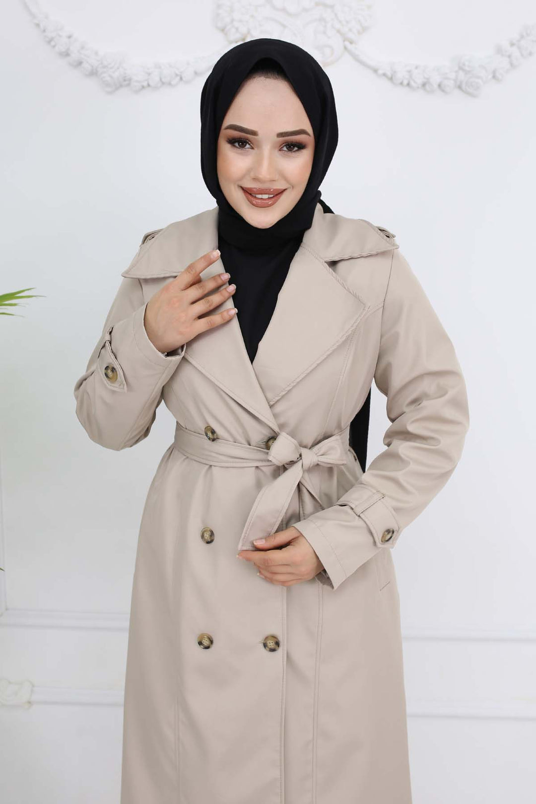 BNG Women Button Detailed Trench Coat Stone Color 1251 - Balancán