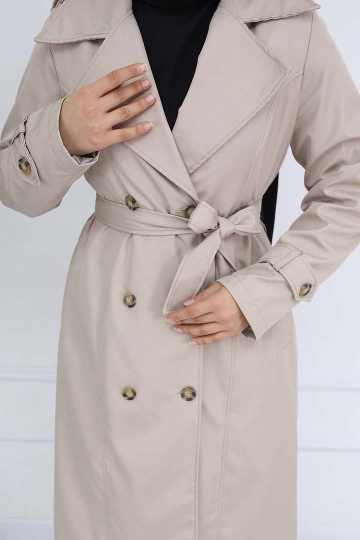 BNG Women Button Detailed Trench Coat Stone Color 1251 - Balancán
