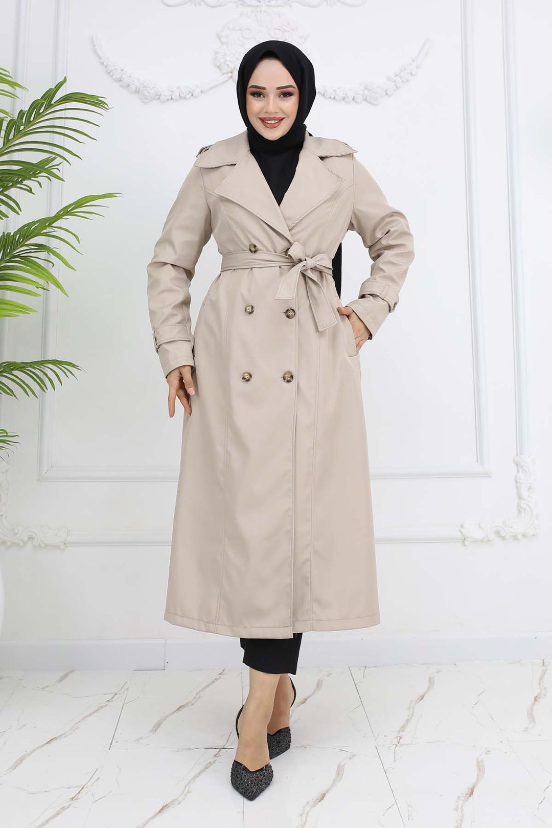 BNG Women Button Detailed Trench Coat Stone Color 1251 - Balancán
