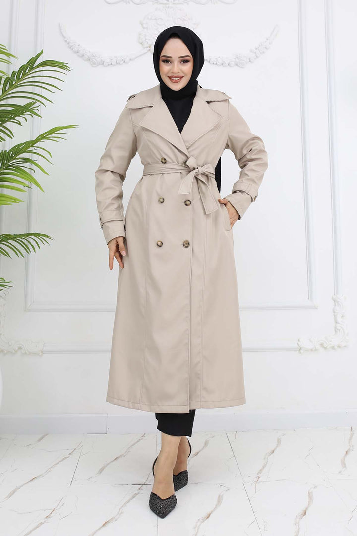 BNG Women Button Detailed Trench Coat Stone Color 1251 - Balancán