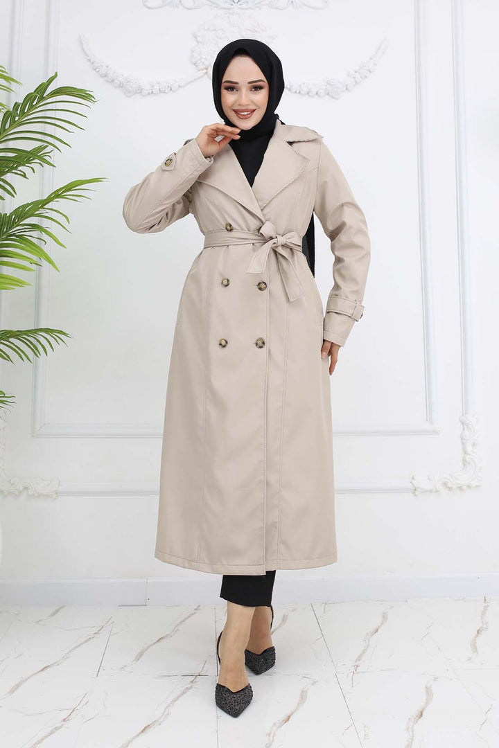 BNG Women Button Detailed Trench Coat Stone Color 1251 - Balancán