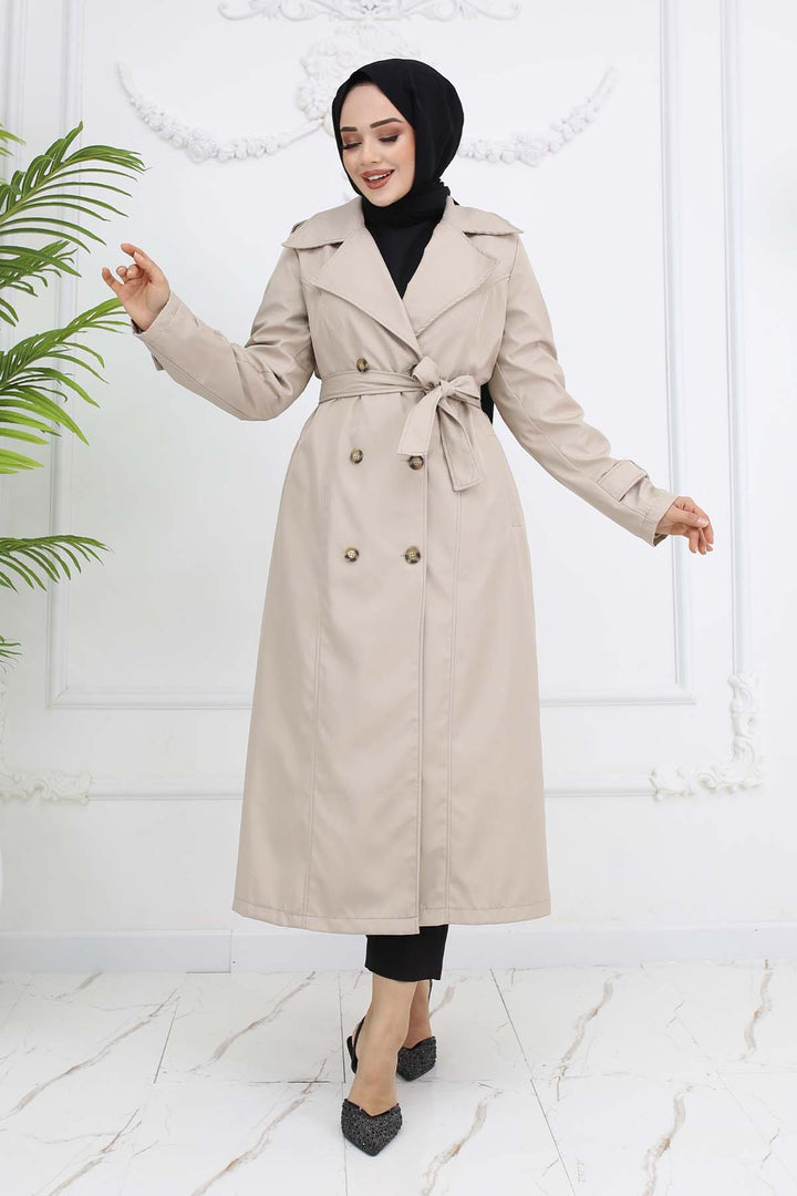 BNG Women Button Detailed Trench Coat Stone Color 1251 - Balancán