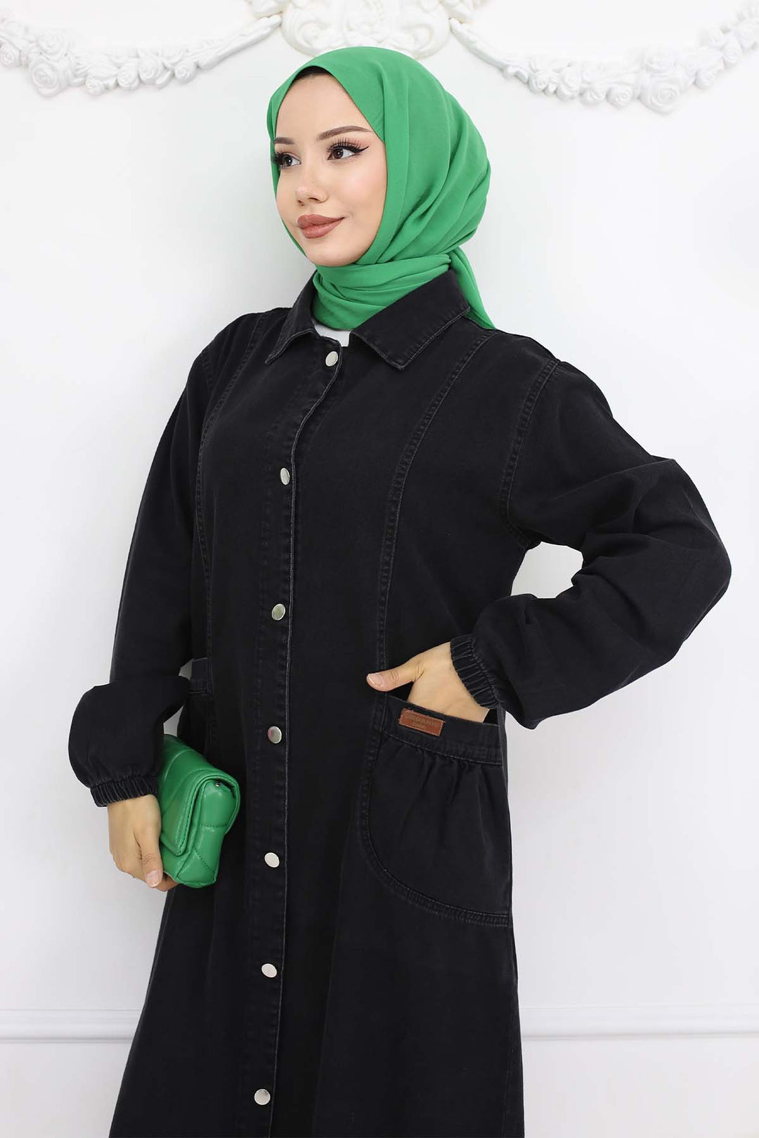 BNG Women Önü Düğmeli Kot Kap Siyah 7929 - Hinckley