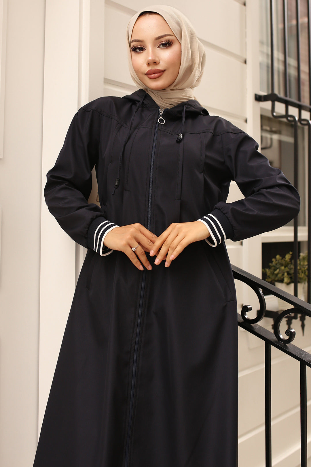 BNG Women Seasonal Hooded Trench Coat Navy - Falls