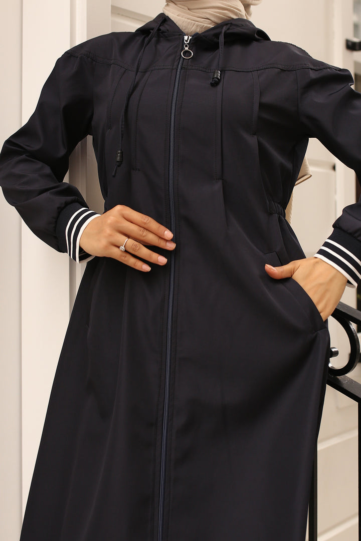 BNG Women Seasonal Hooded Trench Coat Navy - Falls