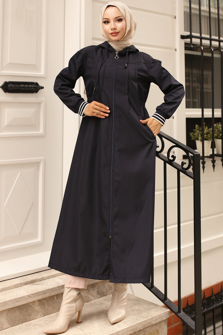 BNG Women Seasonal Hooded Trench Coat Navy - Falls